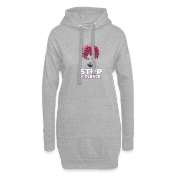 Stopp Gewalt - Hoodie-Kleid - Grau meliert - Vorne