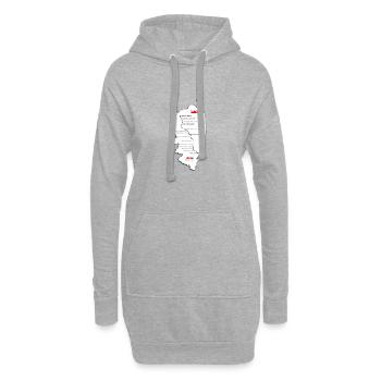 Carte GR20 blanche - Sweat-shirt à capuche long Femme - gris chiné - Devant