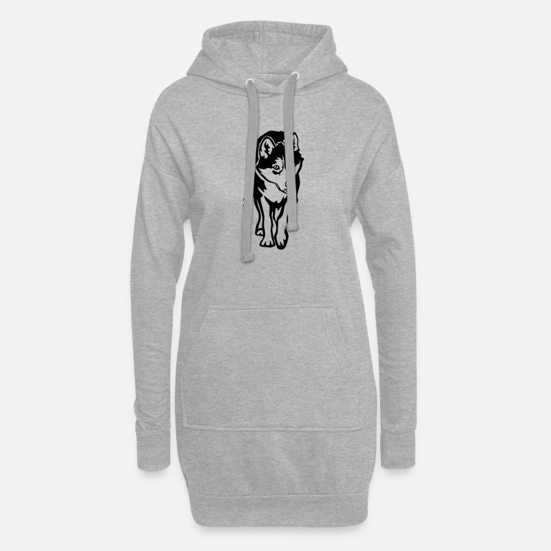 Rauque - Sweat-shirt à capuche long Femme - gris chiné