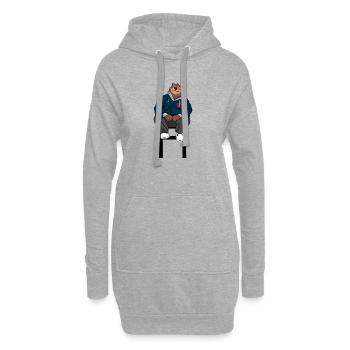 Teddybär-Cozy in Herz-Hoodie - Hoodie-Kleid - Grau meliert - Vorne