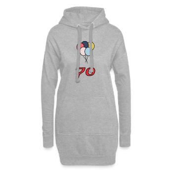 70. 70 ANS. 70e ANNIVERSAIRE. ANNIVERSAIRE 70 ANS. - Sweat-shirt à capuche long Femme - gris chiné - Devant