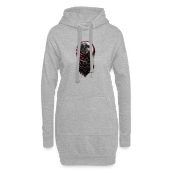  Wolf Am Vollmond Mit Roten Krallenspuren - Hoodie-Kleid - Grau meliert - Vorne