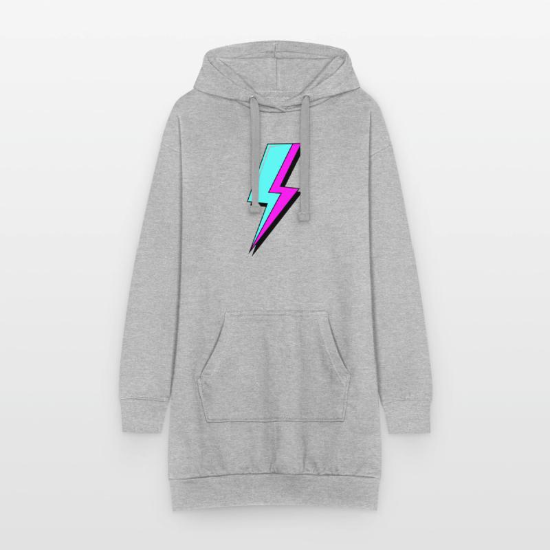 Psychedelic Neon Lightning Hoodie Dress
