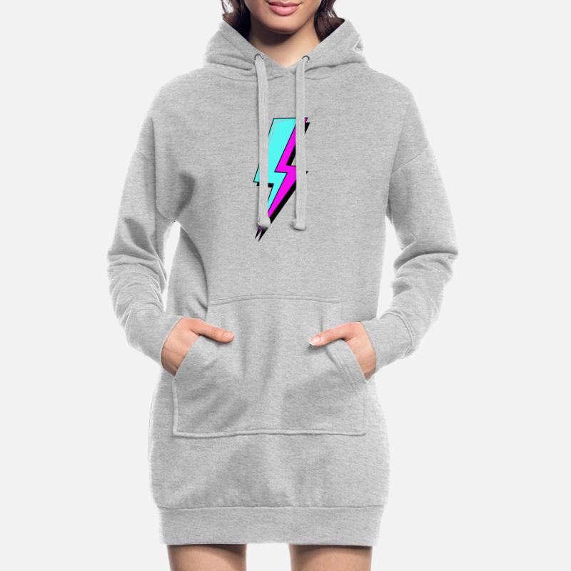 Psychedelic Neon Lightning Hoodie Dress