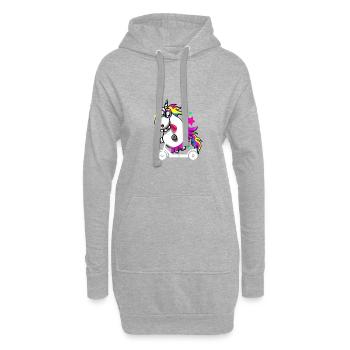 Licorne folle avec e-scooter - Sweat-shirt à capuche long Femme - gris chiné - Devant