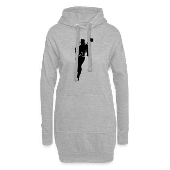 super ramoneur - Sweat-shirt à capuche long Femme - gris chiné - Devant