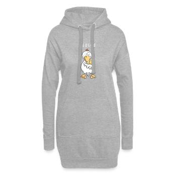 Glückliche Glucke I Henne Huhn Mama mit Baby Küken - Hoodie-Kleid - Grau meliert - Vorne