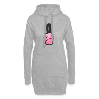 rosa Nagellack im Graffiti Stil mit Herz - Hoodie-Kleid - Grau meliert - Vorne