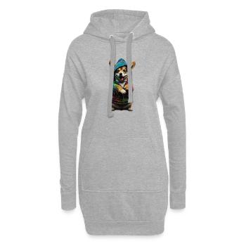 Pup élégant - Sweat-shirt à capuche long Femme - gris chiné - Devant