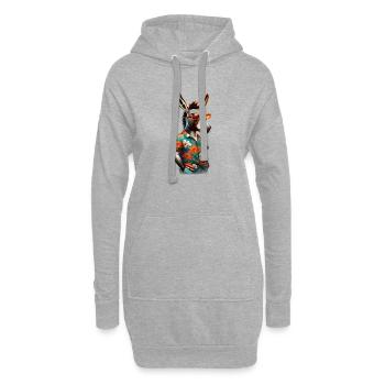 Drôle d’âne en chemise hawaïenne avec lunettes de soleil - Sweat-shirt à capuche long Femme - gris chiné - Devant
