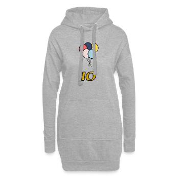 10. 10 ANS. 10e ANNIVERSAIRE. ANNIVERSAIRE 10 ANS. - Sweat-shirt à capuche long Femme - gris chiné - Devant