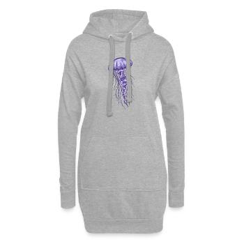 Illustration de méduse violette - Sweat-shirt à capuche long Femme - gris chiné - Devant