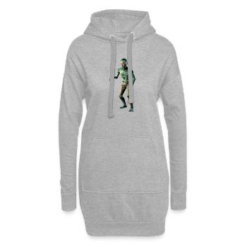 Zombie - Cooles Low-Poly-Logo - Hoodie-Kleid - Grau meliert - Vorne