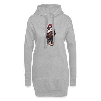 Coq Hiver frais - Sweat-shirt à capuche long Femme - gris chiné - Devant