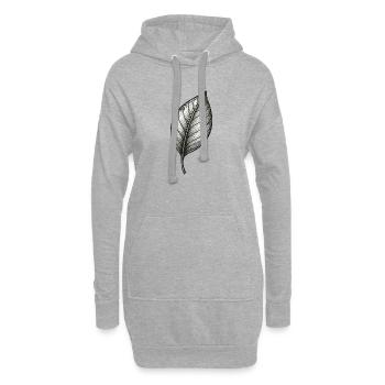Monochromes Blattdetail - Hoodie-Kleid - Grau meliert - Vorne
