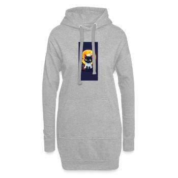 Mondschein-Katze im Geisterumhang - Hoodie-Kleid - Grau meliert - Vorne