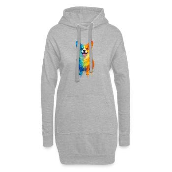 Corgi in bright colors - Hoodie Dress - heather grey - Front