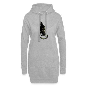 chat - Sweat-shirt à capuche long Femme - gris chiné - Devant