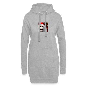 Weihnachtsaffe mit Weihnachtsmütze - Hoodie-Kleid - Grau meliert - Vorne