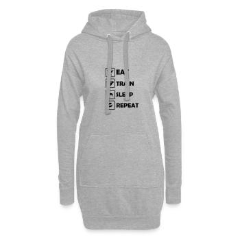 Eat Train Sleep Repeat - Hoodie-Kleid - Grau meliert - Vorne