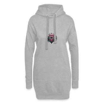 Cœur Couronne Amour - Sweat-shirt à capuche long Femme - gris chiné - Devant
