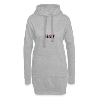 1987 Année Anniversaire - Sweat-shirt à capuche long Femme - gris chiné - Devant