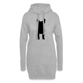 Französische Bulldogge - Hoodie-Kleid - Grau meliert - Vorne