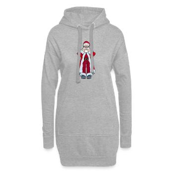 Weihnachtsmann mit Daumen hoch - Hoodie-Kleid - Grau meliert - Vorne