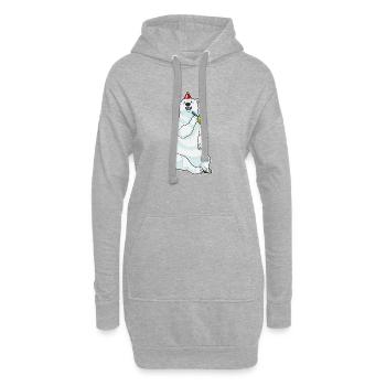 Eisbär Geburtstag Tröte - Hoodie-Kleid - Grau meliert - Vorne