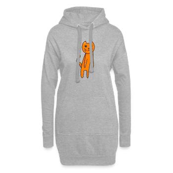 Ausdrucksstarke Cartoon-Orange-Katze - Hoodie-Kleid - Grau meliert - Vorne