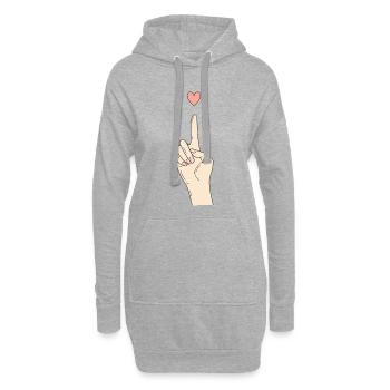 Doigt Cœur Signaux de la main - Sweat-shirt à capuche long Femme - gris chiné - Devant