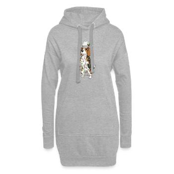 Lustiger Beagle Weihnachten Mistelzweig Cartoon - Hoodie-Kleid - Grau meliert - Vorne