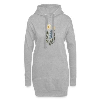 Collage de fleurs de marguerite lavande - Sweat-shirt à capuche long Femme - gris chiné - Devant