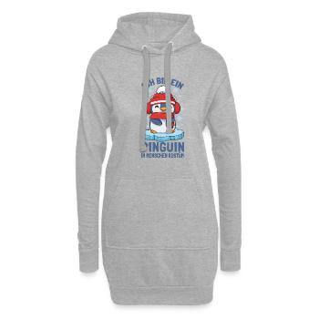 Pinguine Ich Bin Ein Pinguin - Hoodie-Kleid - Grau meliert - Vorne