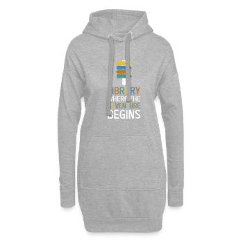 Adventure Begins At Your Library - Hoodie-Kleid - Grau meliert - Vorne