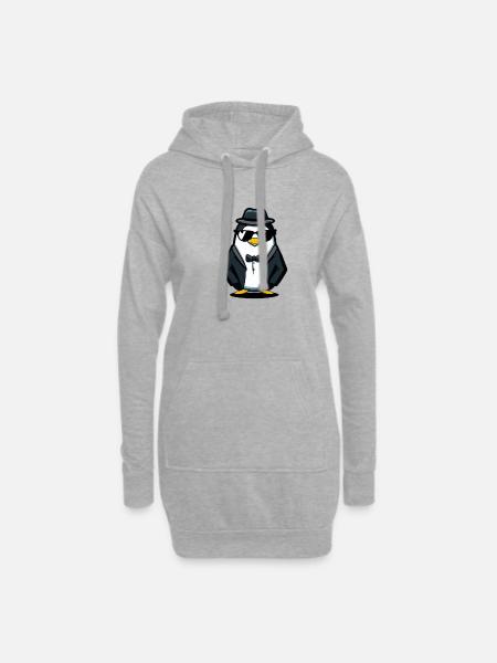 Pinguin - Hoodie-Kleid - Grau meliert