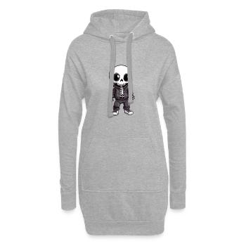 Skelett Halloween Cartoon - Hoodie-Kleid - Grau meliert - Vorne