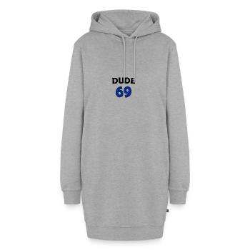 Dude 69 (Trikotoptik) - Hoodie-Kleid - Grau meliert - Vorne