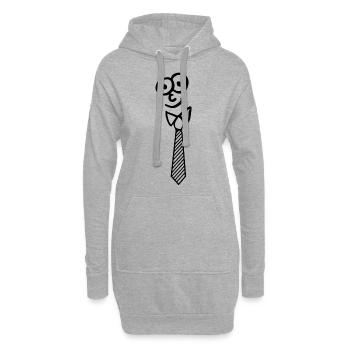 Gesicht mit Krawatte gestrichelt lustig - Hoodie-Kleid - Grau meliert - Vorne