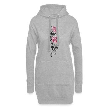 Rosen Blätter Pink - Hoodie-Kleid - Grau meliert - Vorne