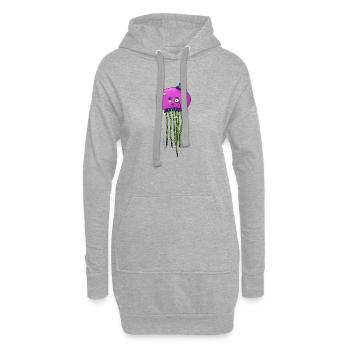 Méduse fantaisie - Sweat-shirt à capuche long Femme - gris chiné - Devant