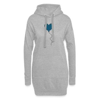 blaues Herz Ballon Luftballon Valentinstag  - Hoodie-Kleid - Grau meliert - Vorne