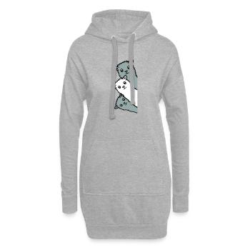 3 Alpagas Lamas Regardant Curieux Têtes D’animaux Joie - Sweat-shirt à capuche long Femme - gris chiné - Devant
