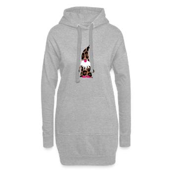 Wichtel pink Leopard Deko Weihnachten Geschenkidee - Hoodie-Kleid - Grau meliert - Vorne