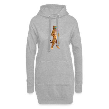 Cool leopard with sunglasses and bubblegum - Hoodie Dress - heather grey - Front