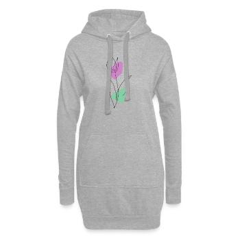 Lineart Tulip with Pastel Shapes - Hoodie Dress - heather grey - Front