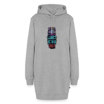 Lloret De Mar 2024 Urlaub Wolf - Hoodie-Kleid - Grau meliert - Vorne