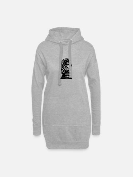 Schachfigur Pferd Springer Schachpferd Zeichnung - Hoodie-Kleid - Grau meliert