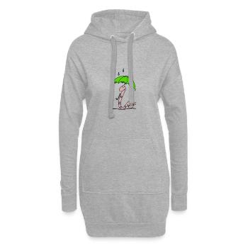 Wurm mit Regenschirm - Hoodie-Kleid - Grau meliert - Vorne