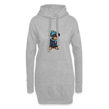 Doberman Hund Stylisch - Hoodie-Kleid - Grau meliert - Vorne